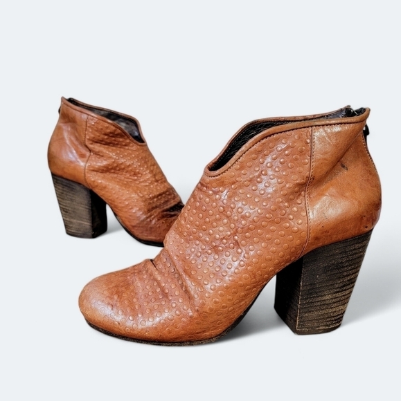 Latitude Femme Ankle Boots Leather Textured Slouch Heeled Size 38.5 - Picture 16 of 16